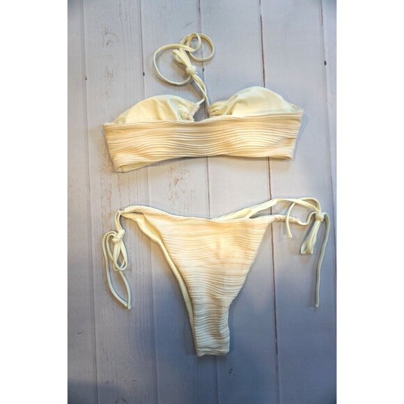 ZAFUL Multiway Textured Drawstring Tie Side Bandeau Bikini - Size XL, NWOT - Picture 4 of 5